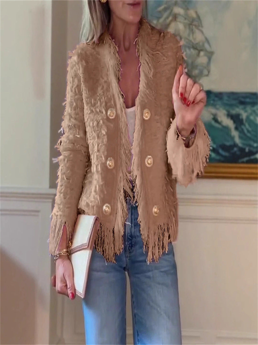 Kort Jacka Med Tofs I Metallknappar - ohneen