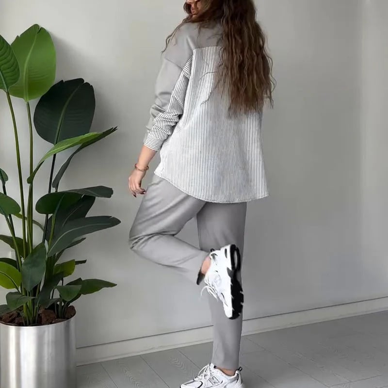 2025 Ny👗✨Design 2-delat loungeset i färgblocksdesign för kvinnor - ohneen