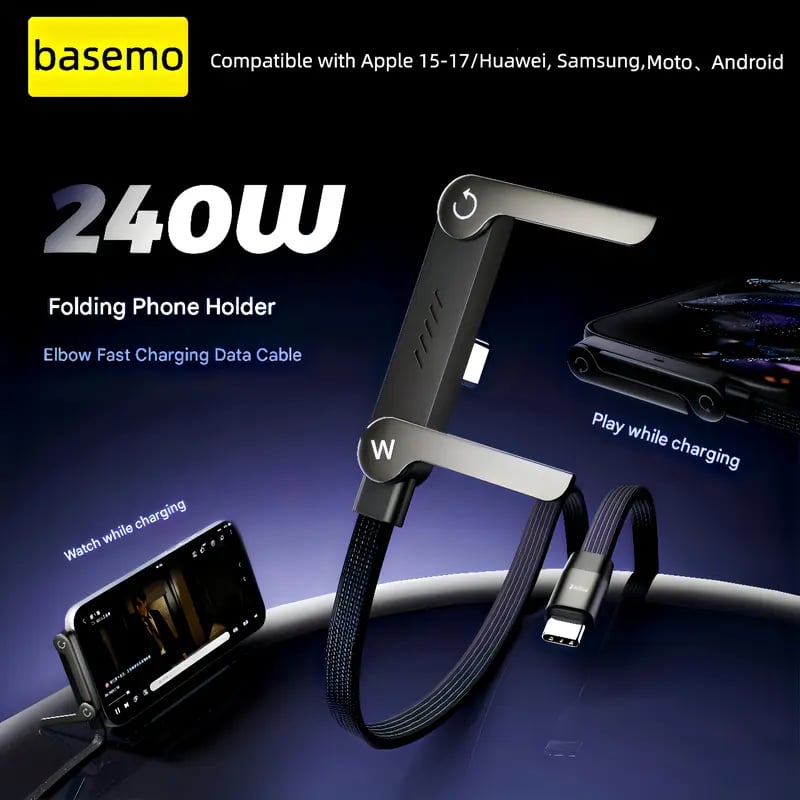 🔥Limited Time Deal⚡ 2-in-1 Charger Cable with Phone Stand, 240W Fast Charging Cord