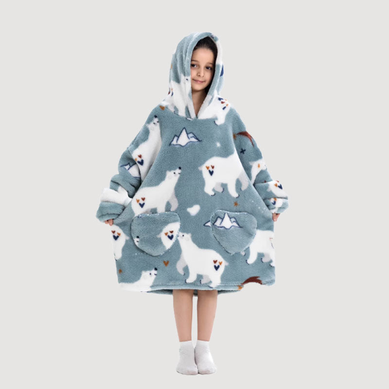 🧸 Damens extra stora filt med huva, supermjuk och varm, bärbar fleece-tröja med luvan, mjuk och bekväm munkjacka med stora fickor. Perfekt julpresent eller alla hjärtans dag-present.