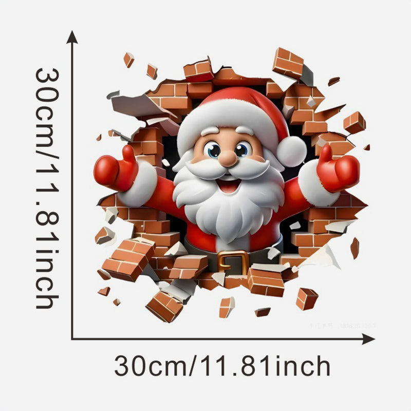 3D Santa Claus Sleigh Wall Sticker