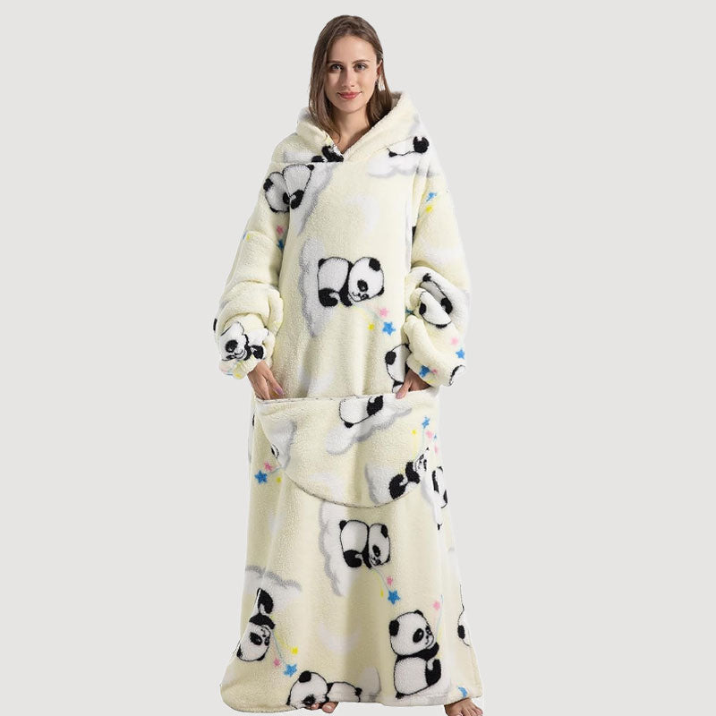 🧸 Damens extra stora filt med huva, supermjuk och varm, bärbar fleece-tröja med luvan, mjuk och bekväm munkjacka med stora fickor. Perfekt julpresent eller alla hjärtans dag-present.