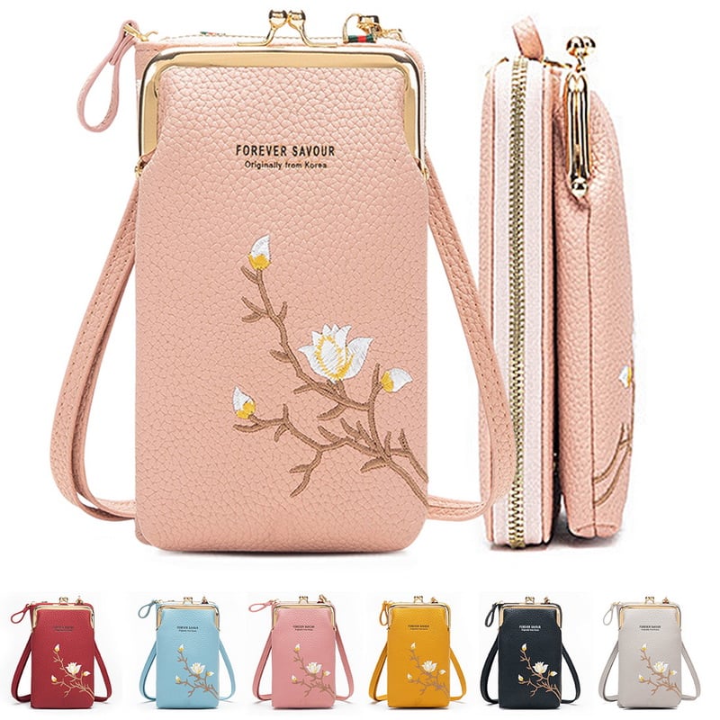 Women Sling Cross-Body Wallet with Mobile Cell Phone Holder - ohneen