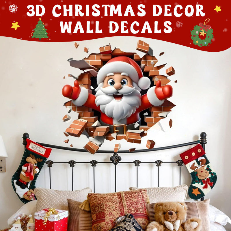 3D Santa Claus Sleigh Wall Sticker