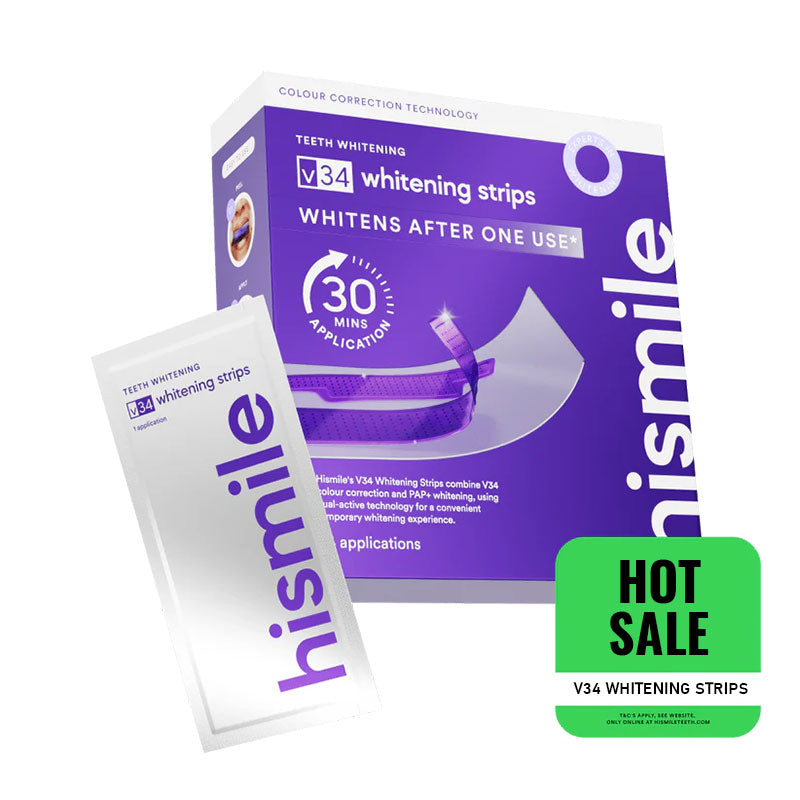 V34 Teeth Whitening Strips – Professional 14 Treatment Kit with PAP+ & Violet Tint