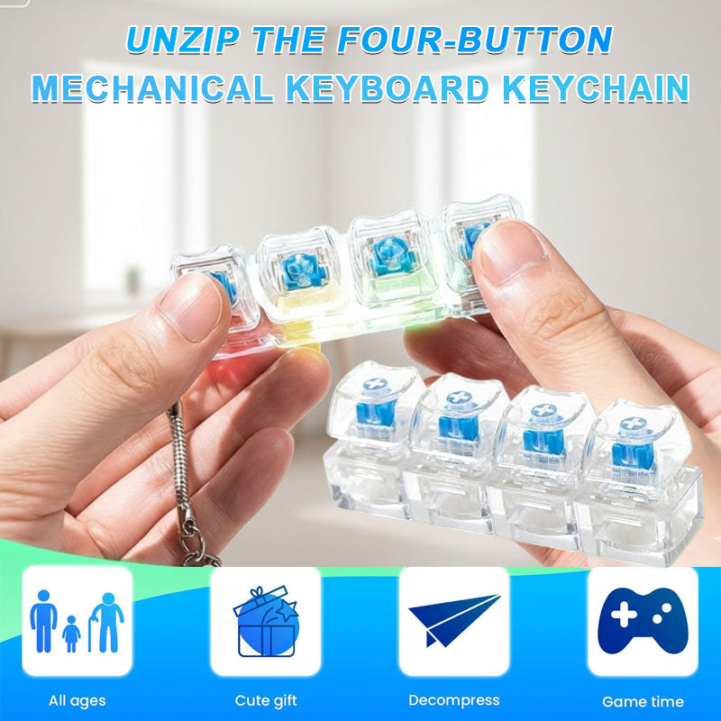 🎮Unzip The Four-button Mechanical Keyboard Keychain