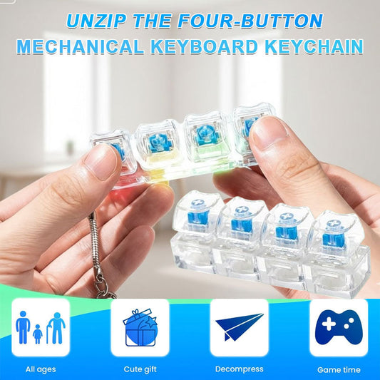 🎮Unzip The Four-button Mechanical Keyboard Keychain