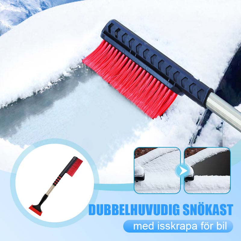 ❄️Dubbelhövdad snöborste för bilen med isskrapa | Vinterbiltillbehör för komplett snöborttagning