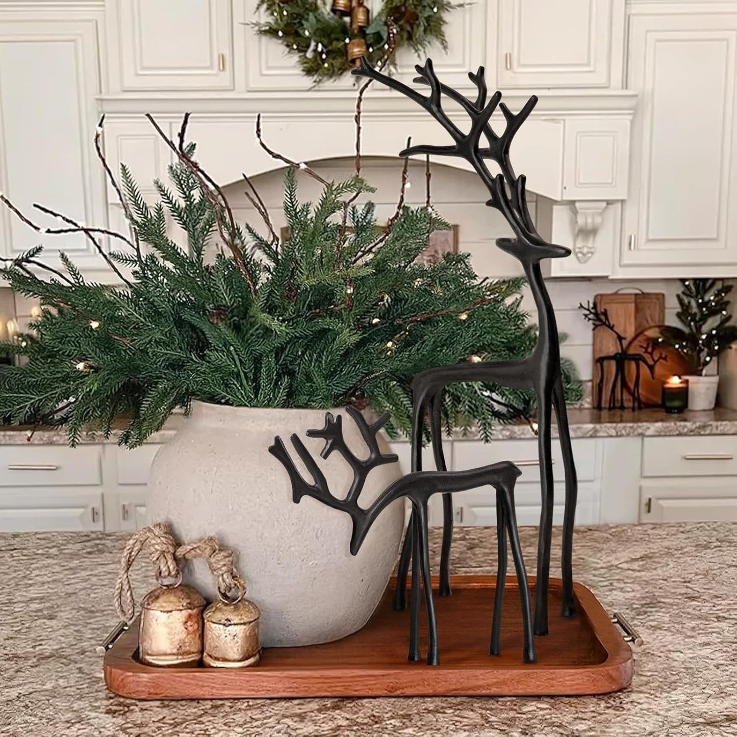 🎅Christmas bestsellers 🦌2 PC Black Reindeer Statues Christmas Decorations Set