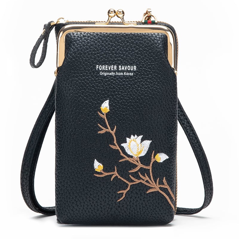 Women Sling Cross-Body Wallet with Mobile Cell Phone Holder - ohneen
