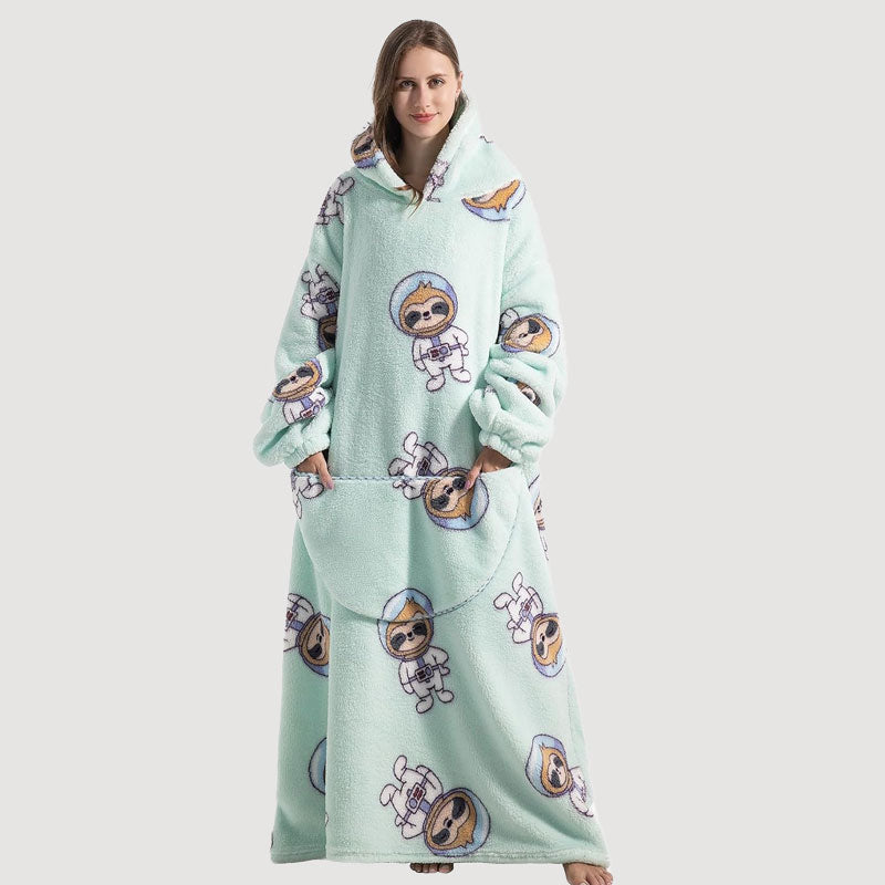 🧸 Damens extra stora filt med huva, supermjuk och varm, bärbar fleece-tröja med luvan, mjuk och bekväm munkjacka med stora fickor. Perfekt julpresent eller alla hjärtans dag-present.