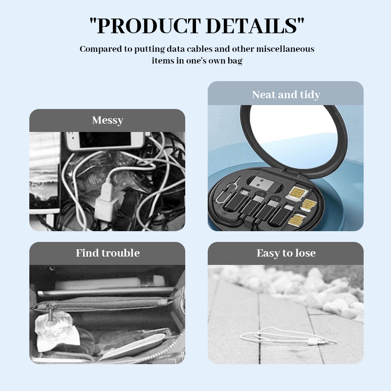 📱5-in-1  Multi USB Charging Adapter Cable Kit-Supports 66W PD