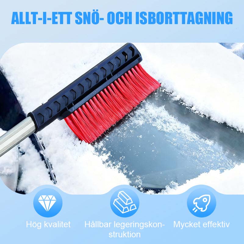❄️Dubbelhövdad snöborste för bilen med isskrapa | Vinterbiltillbehör för komplett snöborttagning
