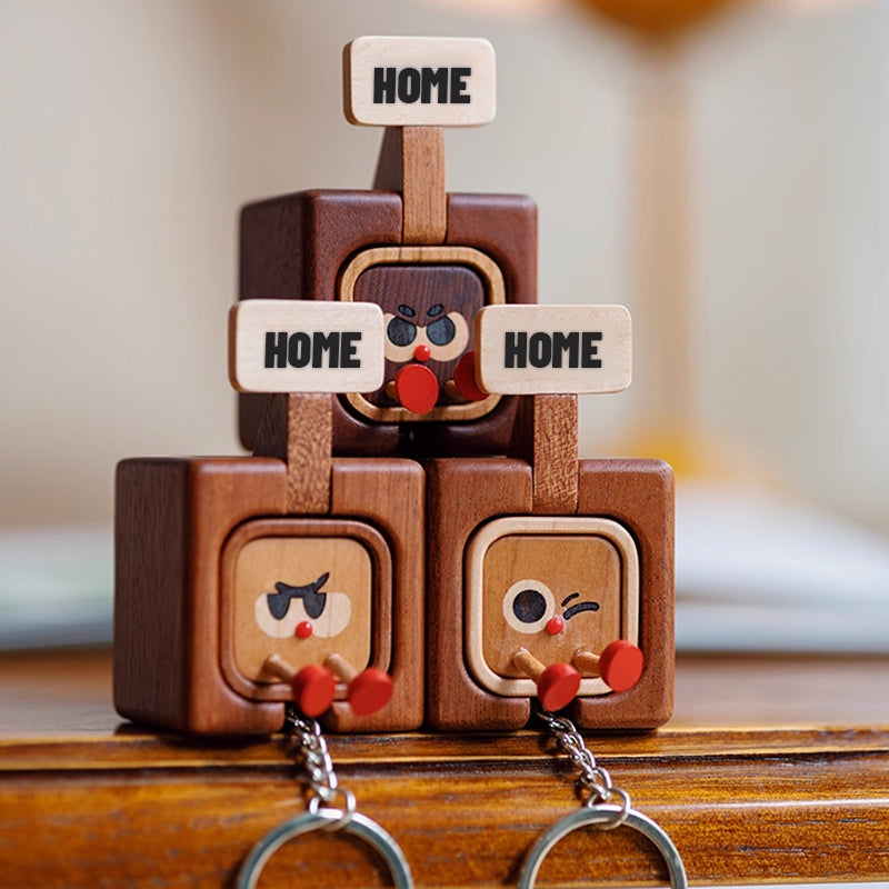 Wooden Creative Package Magnetic Keychain