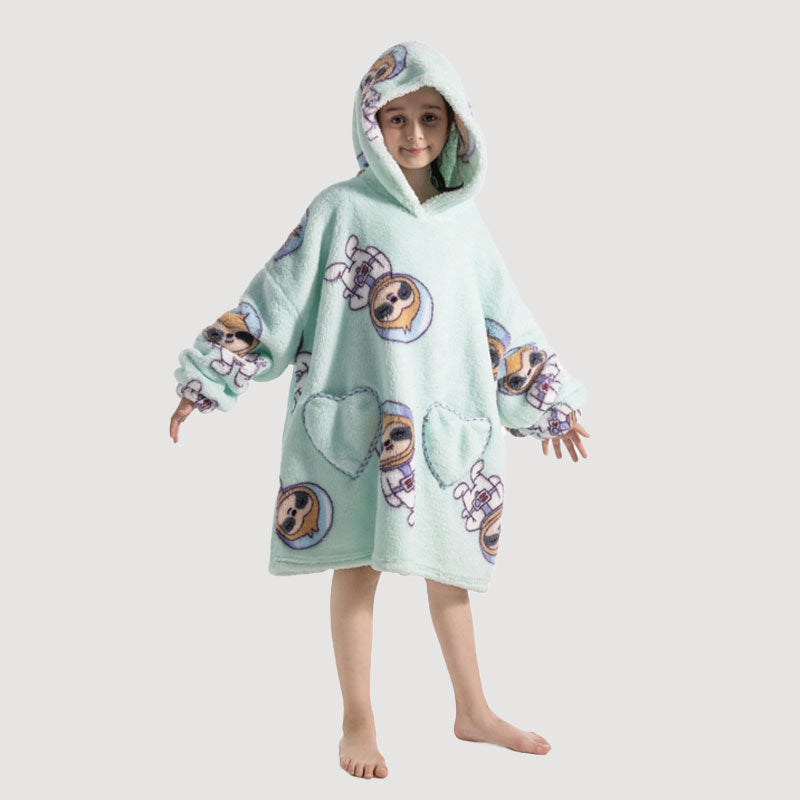 🧸 Damens extra stora filt med huva, supermjuk och varm, bärbar fleece-tröja med luvan, mjuk och bekväm munkjacka med stora fickor. Perfekt julpresent eller alla hjärtans dag-present.