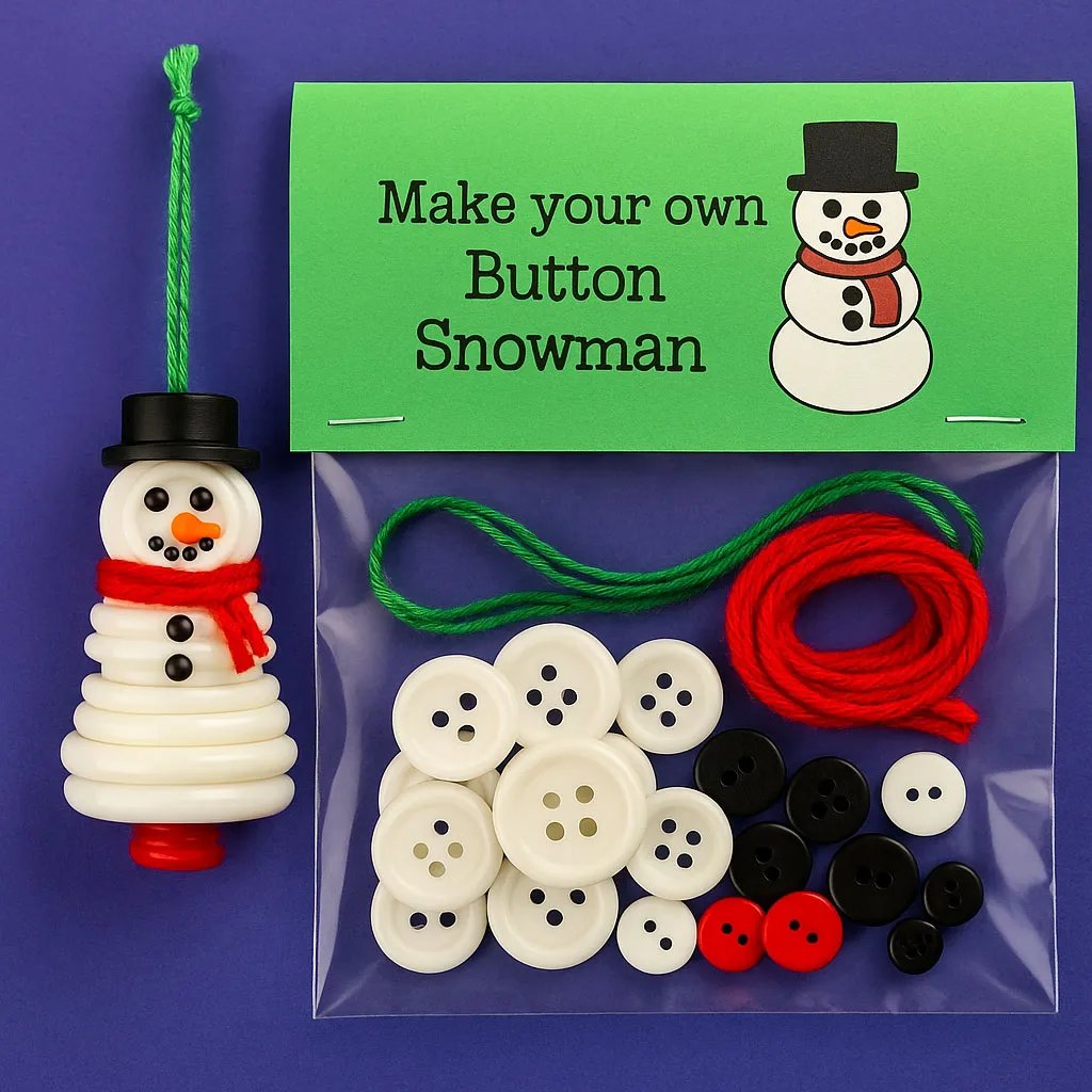 ☃️ DIY-kit för snögubbe-knappdekoration ☃️ - ohneen