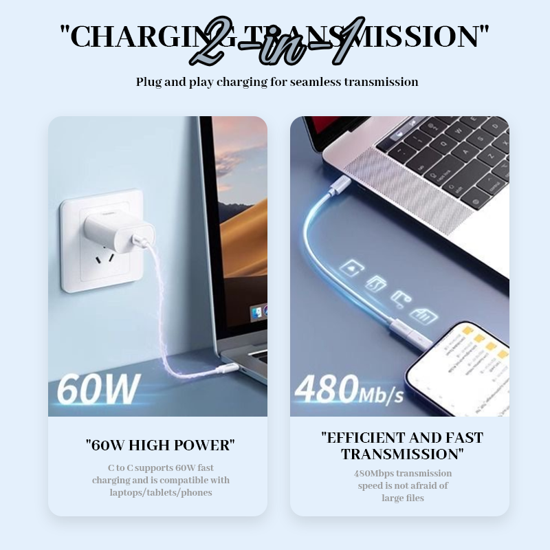 📱5-in-1  Multi USB Charging Adapter Cable Kit-Supports 66W PD