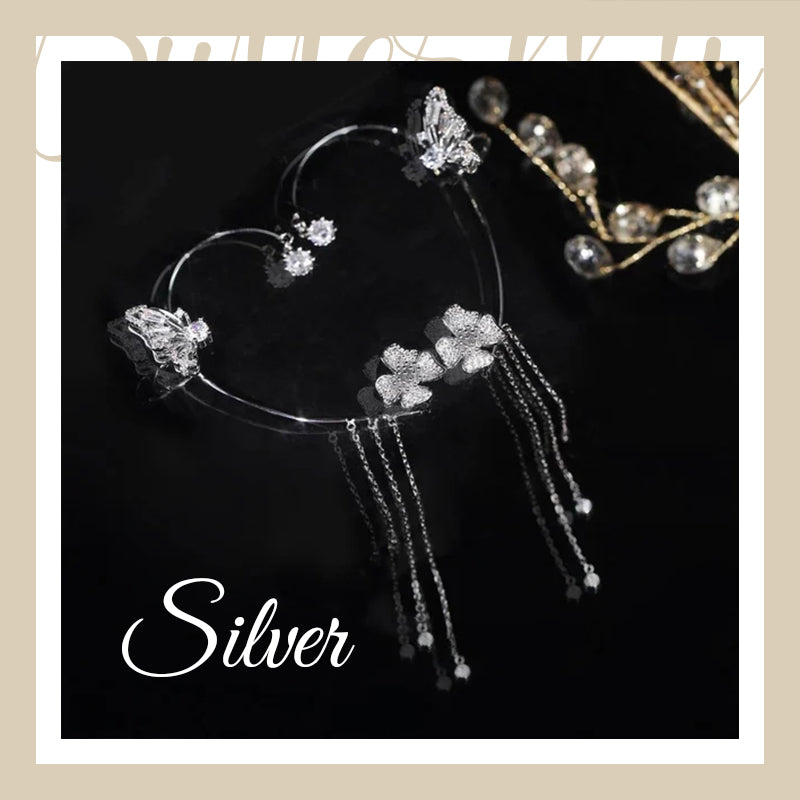 💐Butterfly Tassel Earrings for Women – Hypoallergenic Zircon Dangle Earrings, Gold & Silver🎁