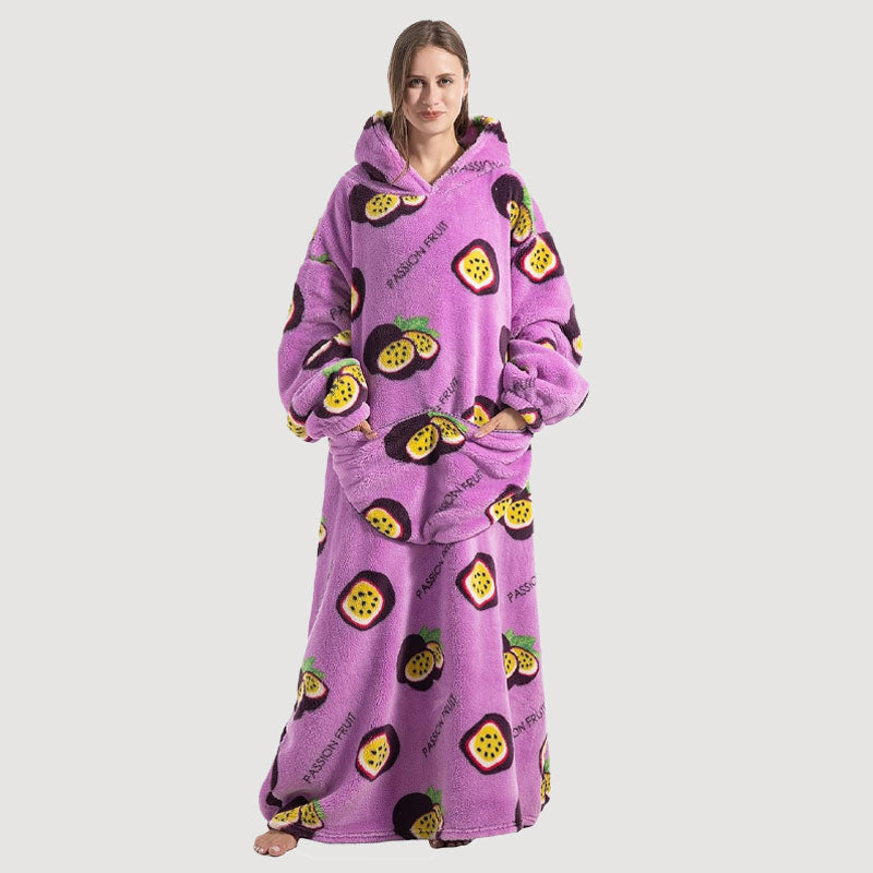 🧸 Damens extra stora filt med huva, supermjuk och varm, bärbar fleece-tröja med luvan, mjuk och bekväm munkjacka med stora fickor. Perfekt julpresent eller alla hjärtans dag-present.