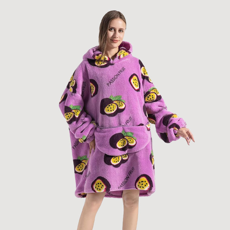 🧸 Damens extra stora filt med huva, supermjuk och varm, bärbar fleece-tröja med luvan, mjuk och bekväm munkjacka med stora fickor. Perfekt julpresent eller alla hjärtans dag-present.