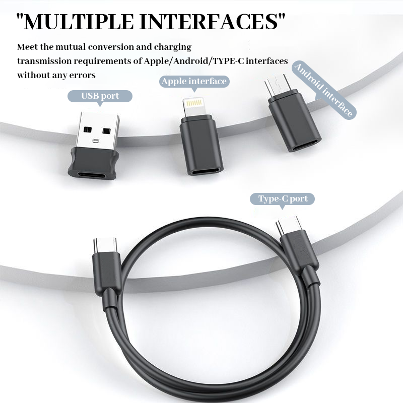 📱5-in-1  Multi USB Charging Adapter Cable Kit-Supports 66W PD