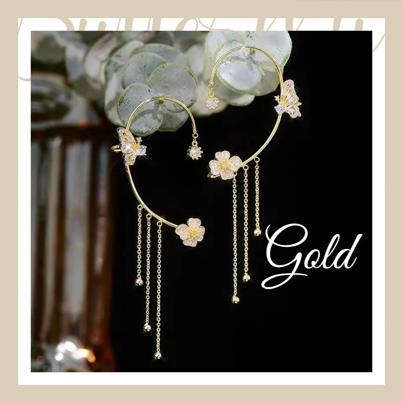 💐Butterfly Tassel Earrings for Women – Hypoallergenic Zircon Dangle Earrings, Gold & Silver🎁