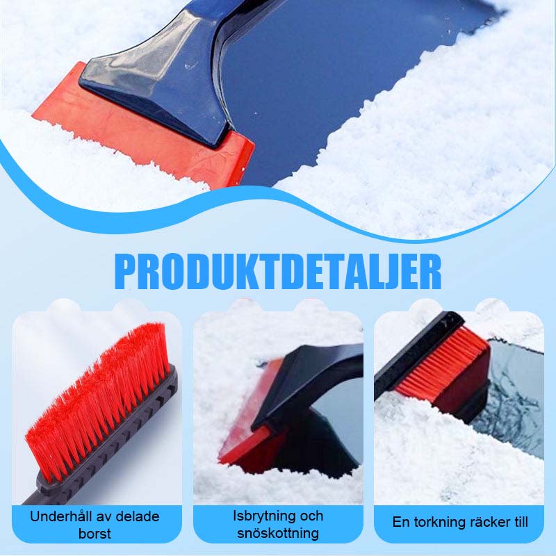 ❄️Dubbelhövdad snöborste för bilen med isskrapa | Vinterbiltillbehör för komplett snöborttagning