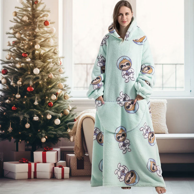 🧸 Damens extra stora filt med huva, supermjuk och varm, bärbar fleece-tröja med luvan, mjuk och bekväm munkjacka med stora fickor. Perfekt julpresent eller alla hjärtans dag-present.