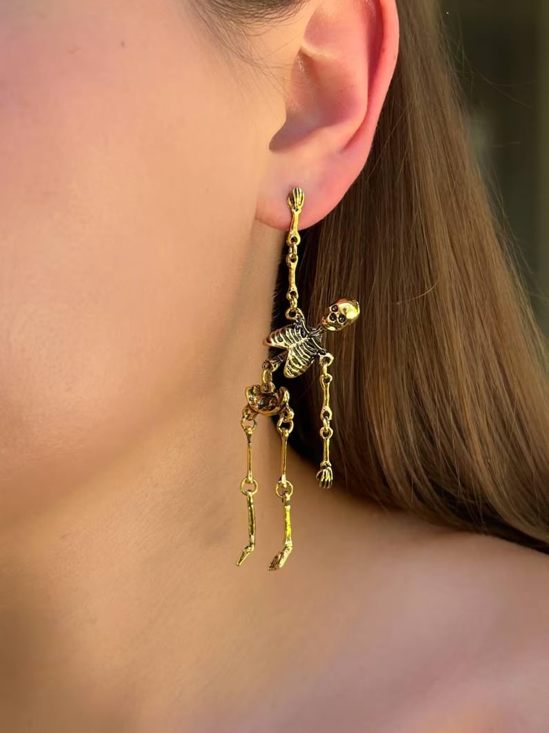 Guld Skelett Örhängen/Gold Skeleton Earrings - ohneen