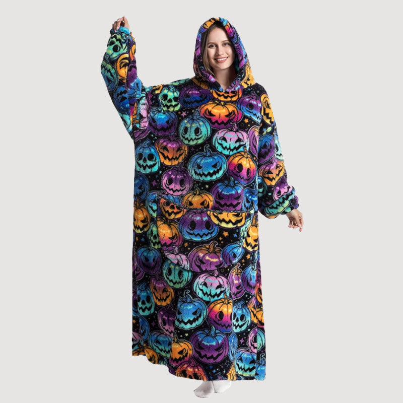 🧸 Damens extra stora filt med huva, supermjuk och varm, bärbar fleece-tröja med luvan, mjuk och bekväm munkjacka med stora fickor. Perfekt julpresent eller alla hjärtans dag-present.