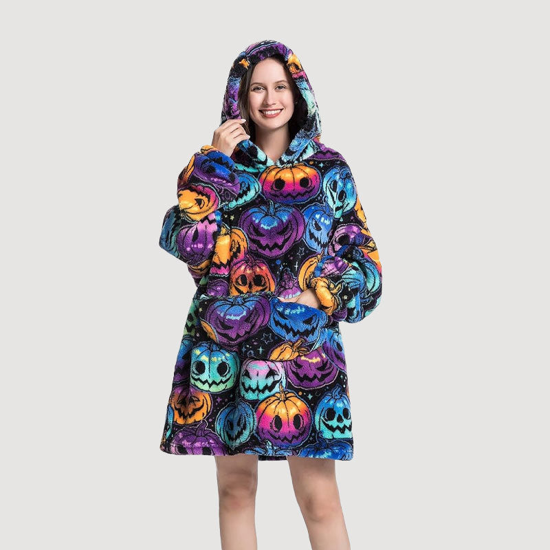 🧸 Damens extra stora filt med huva, supermjuk och varm, bärbar fleece-tröja med luvan, mjuk och bekväm munkjacka med stora fickor. Perfekt julpresent eller alla hjärtans dag-present.