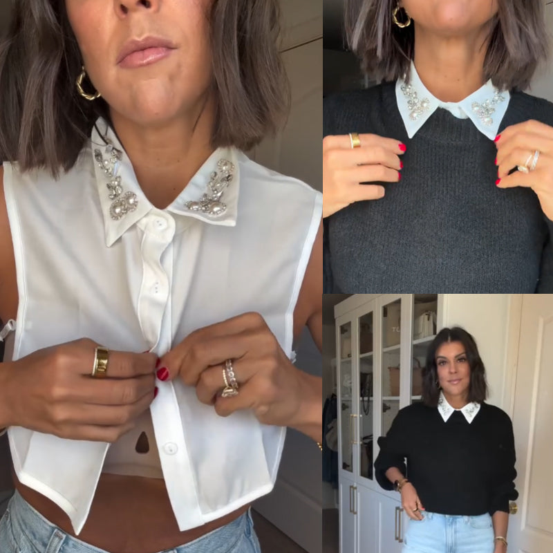 Luxe Detachable Rhinestone Collar for Women | Fashion Fake Collar