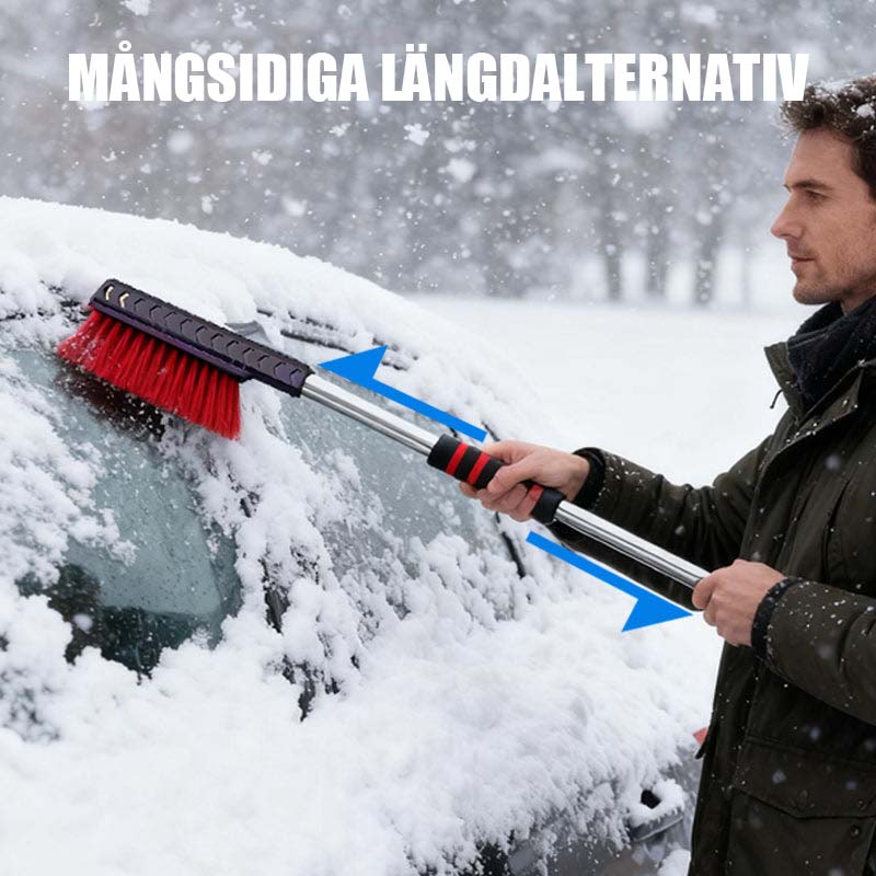 ❄️Dubbelhövdad snöborste för bilen med isskrapa | Vinterbiltillbehör för komplett snöborttagning