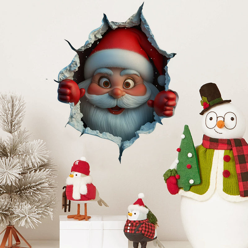 3D Santa Claus Sleigh Wall Sticker
