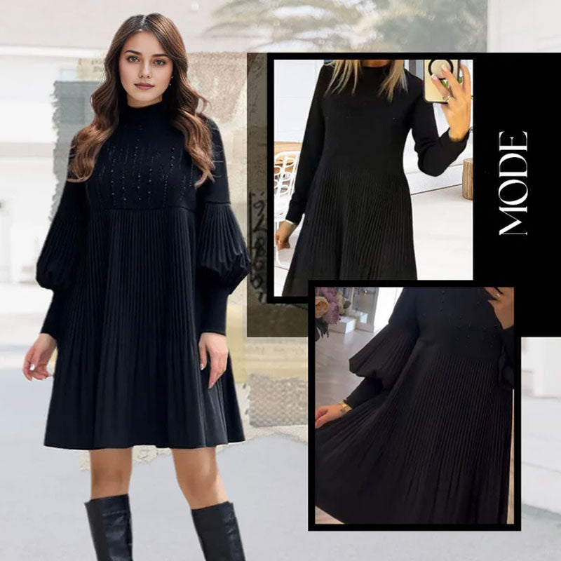 2025 Ny design✨Damklänning med ståkrage och lanternärm i plusstorlek🌈👗 - ohneen