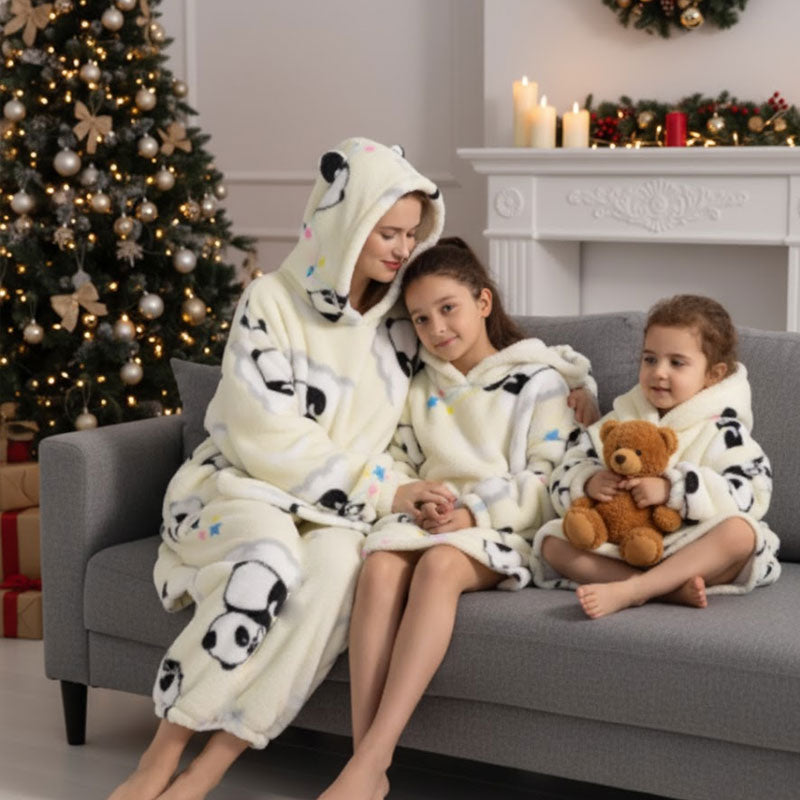 🧸 Damens extra stora filt med huva, supermjuk och varm, bärbar fleece-tröja med luvan, mjuk och bekväm munkjacka med stora fickor. Perfekt julpresent eller alla hjärtans dag-present.