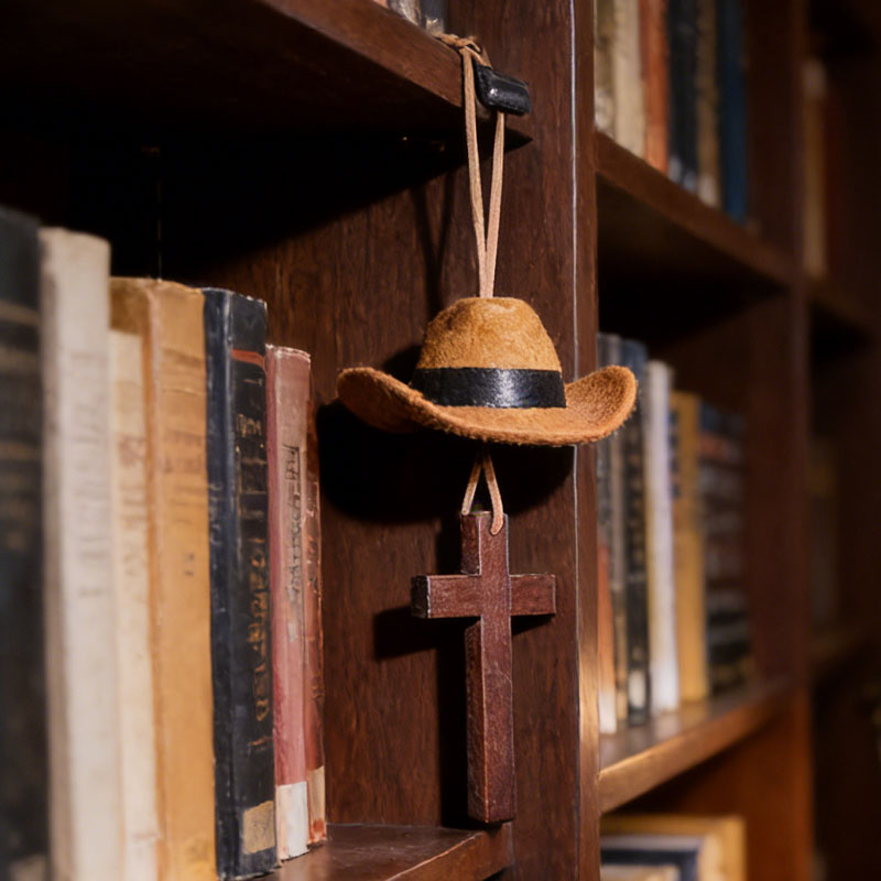 Limited Time Road Trip Special🤠Cowboy Hat and Cross Car Charm - Hanging Mirror Ornament for Truck & Car