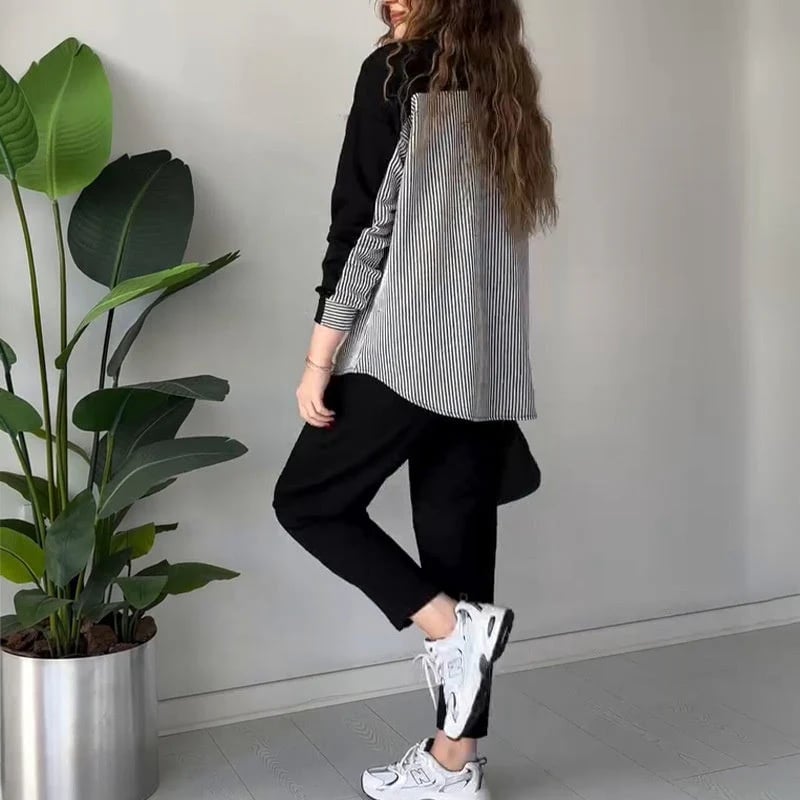 2025 Ny👗✨Design 2-delat loungeset i färgblocksdesign för kvinnor - ohneen