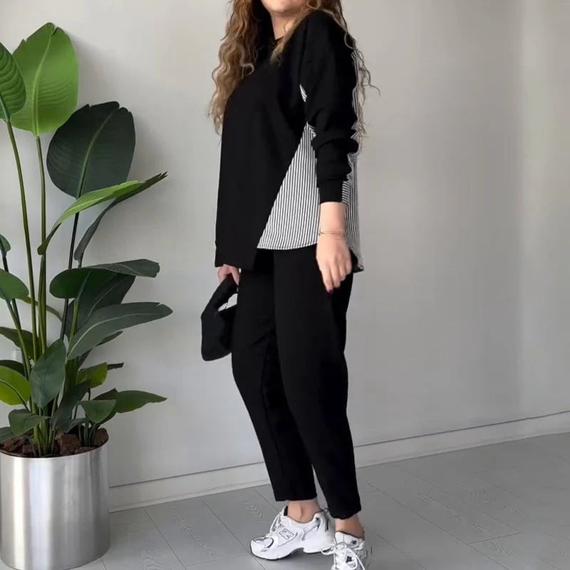 2025 Ny👗✨Design 2-delat loungeset i färgblocksdesign för kvinnor - ohneen