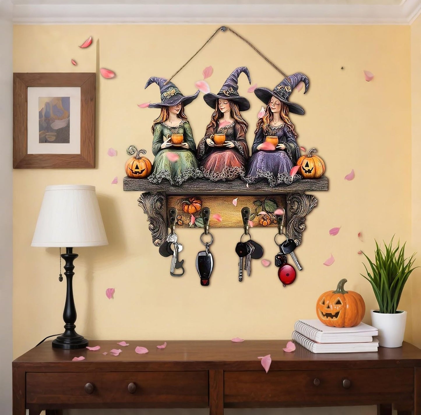 🎃2025 Halloween Häxa Nyckelring Trä Väggdekoration - ohneen