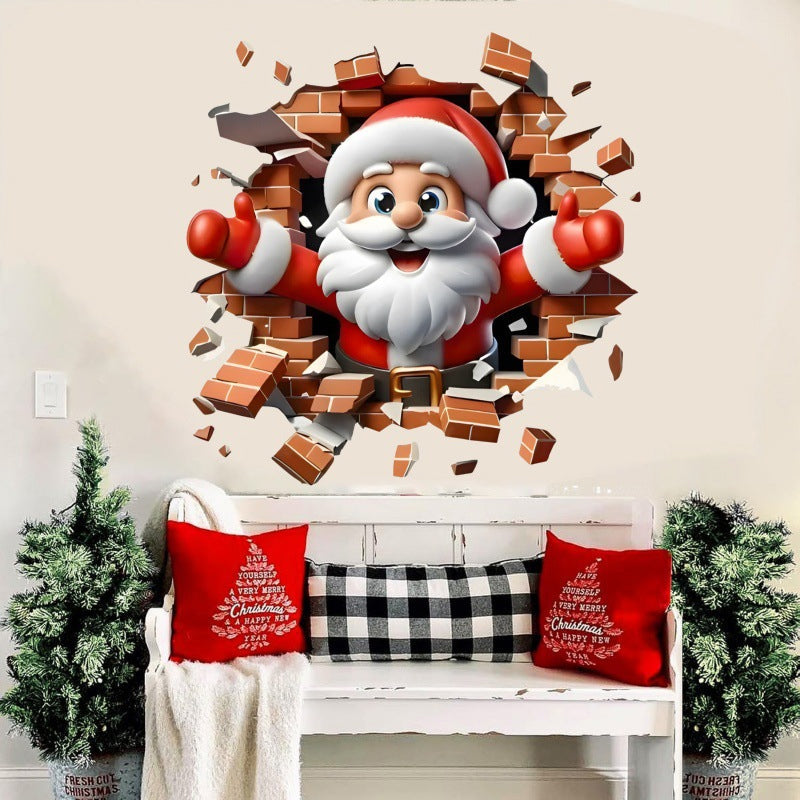 3D Santa Claus Sleigh Wall Sticker