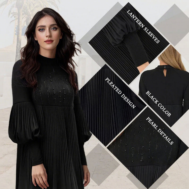 2025 Ny design✨Damklänning med ståkrage och lanternärm i plusstorlek🌈👗 - ohneen