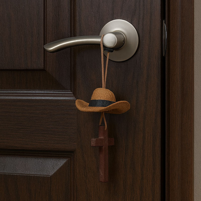 Limited Time Road Trip Special🤠Cowboy Hat and Cross Car Charm - Hanging Mirror Ornament for Truck & Car