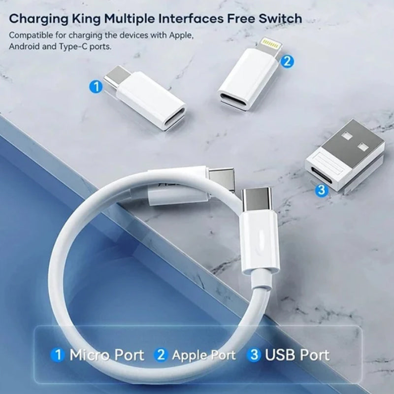 📱5-in-1  Multi USB Charging Adapter Cable Kit-Supports 66W PD