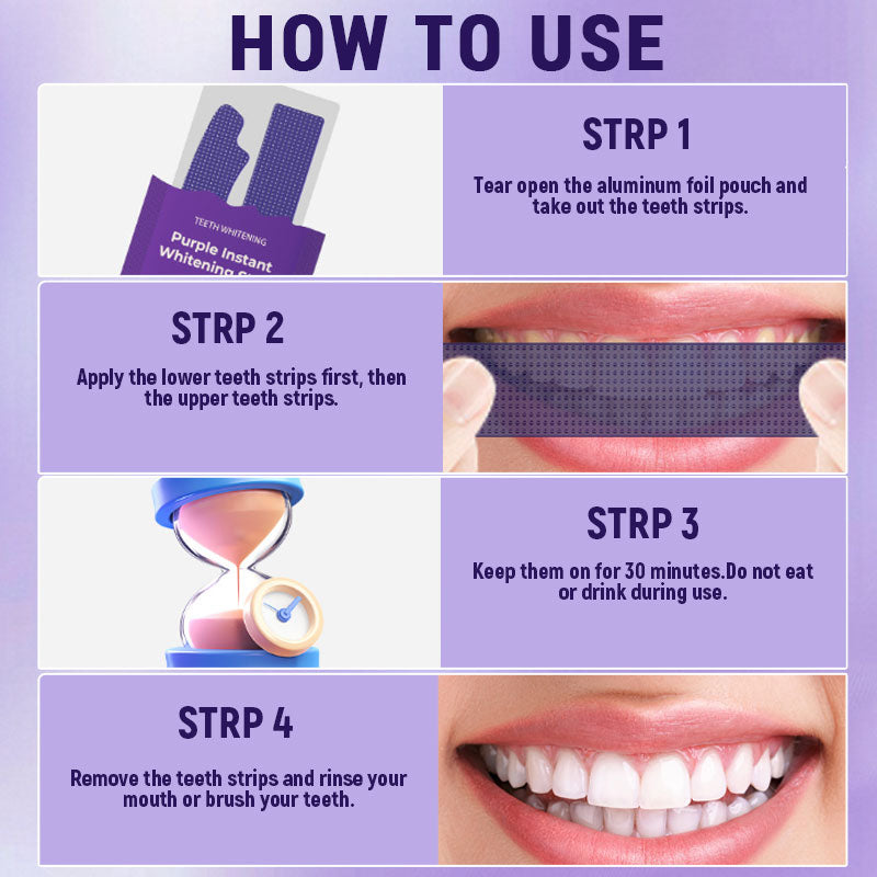 V34 Teeth Whitening Strips – Professional 14 Treatment Kit with PAP+ & Violet Tint