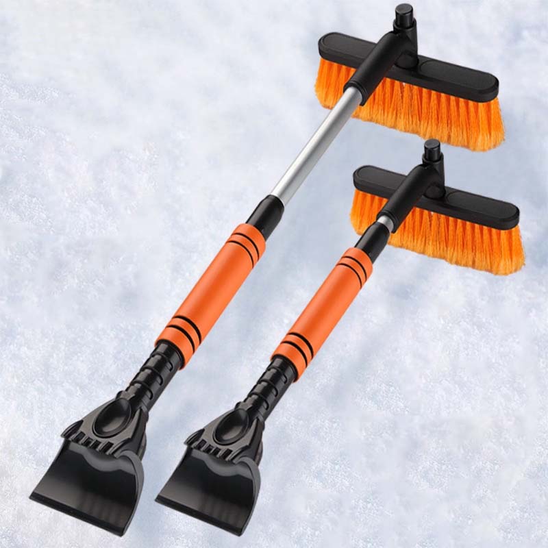 ❄️Dubbelhövdad snöborste för bilen med isskrapa | Vinterbiltillbehör för komplett snöborttagning