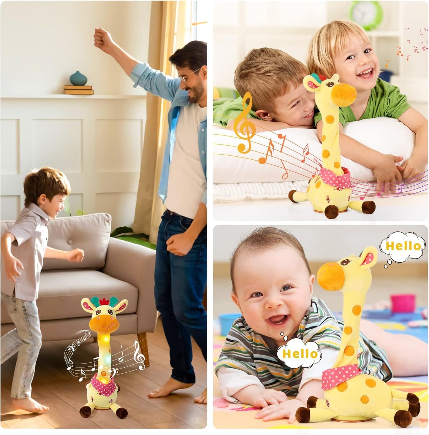 🎉 The Bestselling Musical Giraffe Teether – Musical Dancing Giraffe Stuffed Animal - Interactive Baby Toy that Repeats & Sings 🦒🎵🗣️