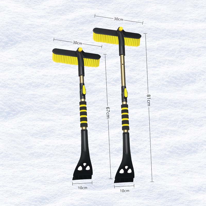 ❄️Dubbelhövdad snöborste för bilen med isskrapa | Vinterbiltillbehör för komplett snöborttagning