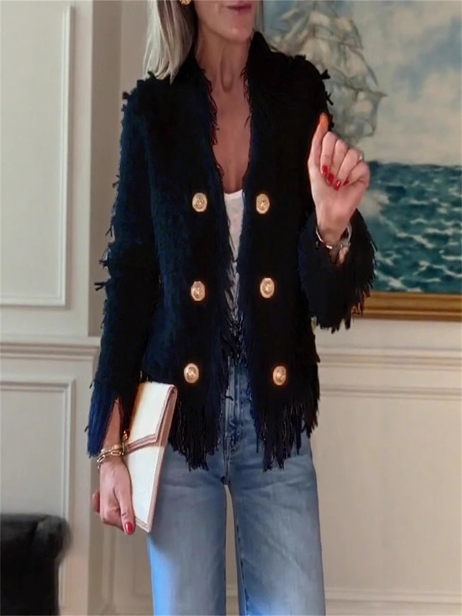 Kort Jacka Med Tofs I Metallknappar - ohneen