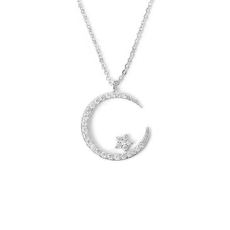 ⭐Star and Moon Necklace for Women, Zircon Pendant Necklace Gift
